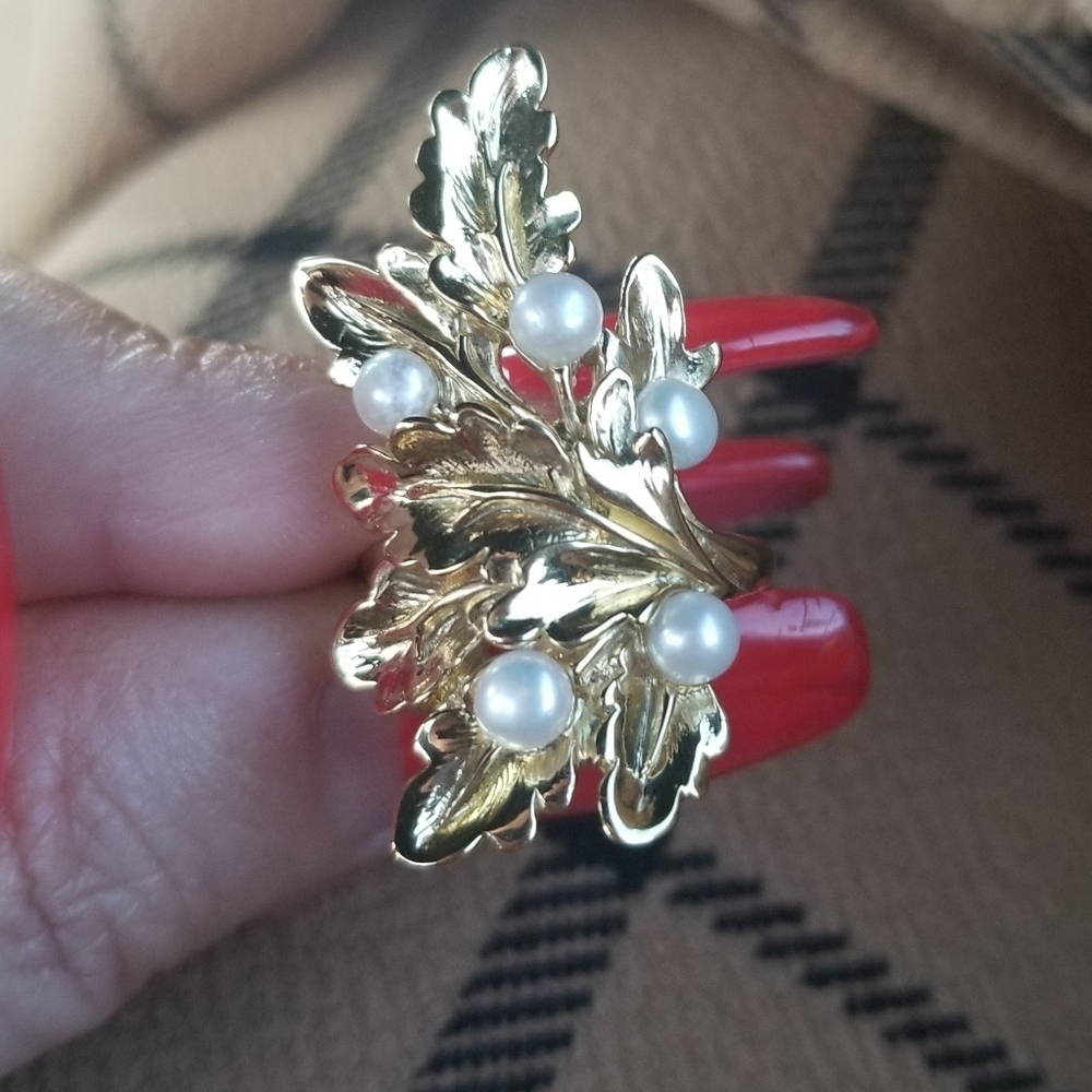 18K YELLOW GOLD CULTURED FRESHWATER PEARL RING - Picture 5 of 8